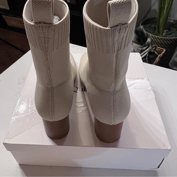 Quince Eco Knit Heeled Sock Bootie Almond Sustainable  - HOLIDAY SPECIAL - Picture 4 of 11